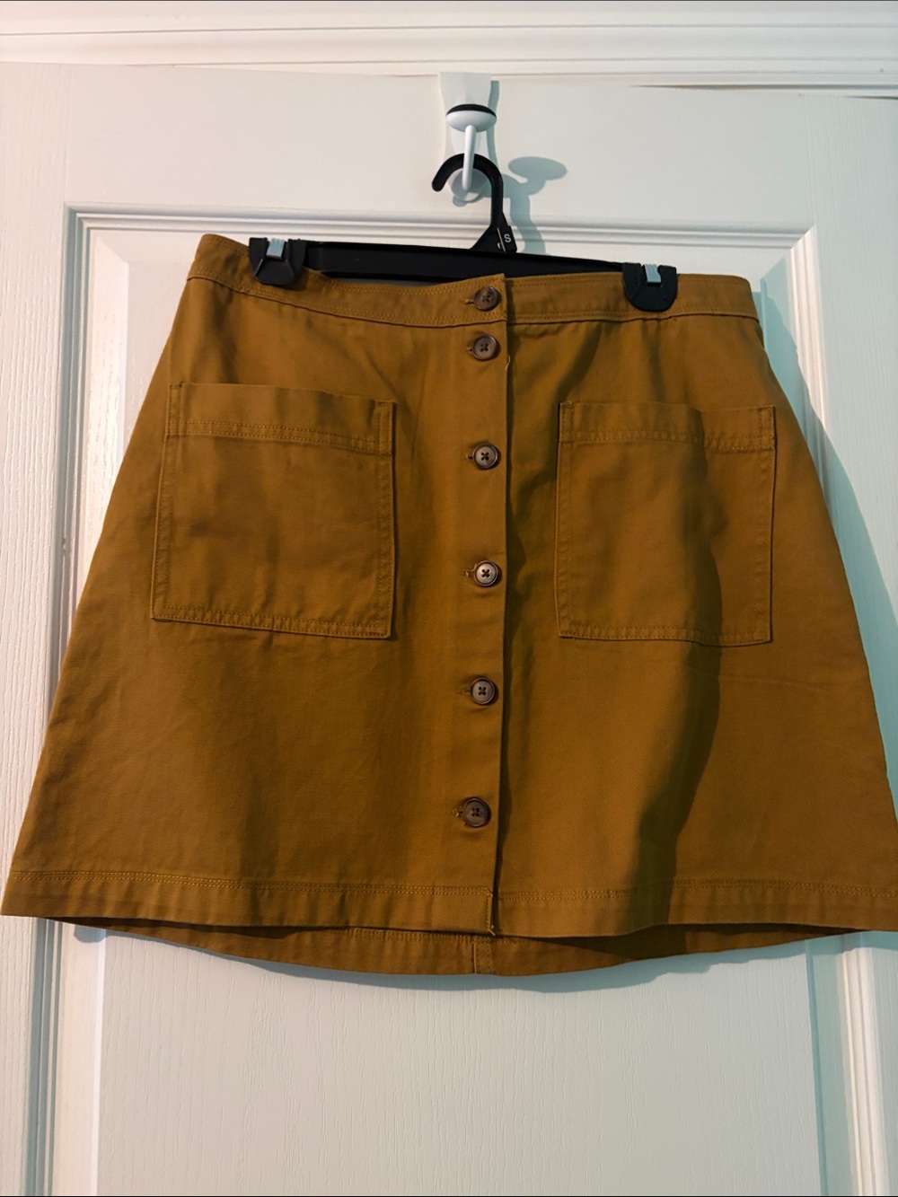 Button-Front Mini Skirt in Mustard